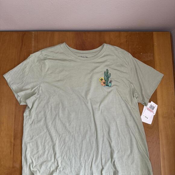 Rebellious One Distressed Cactus Graphic Light Green Tee 0 NWT - Picture 4 of 5